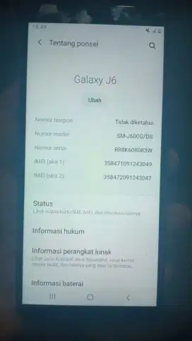 Samsung galaxy J6 normal hp only