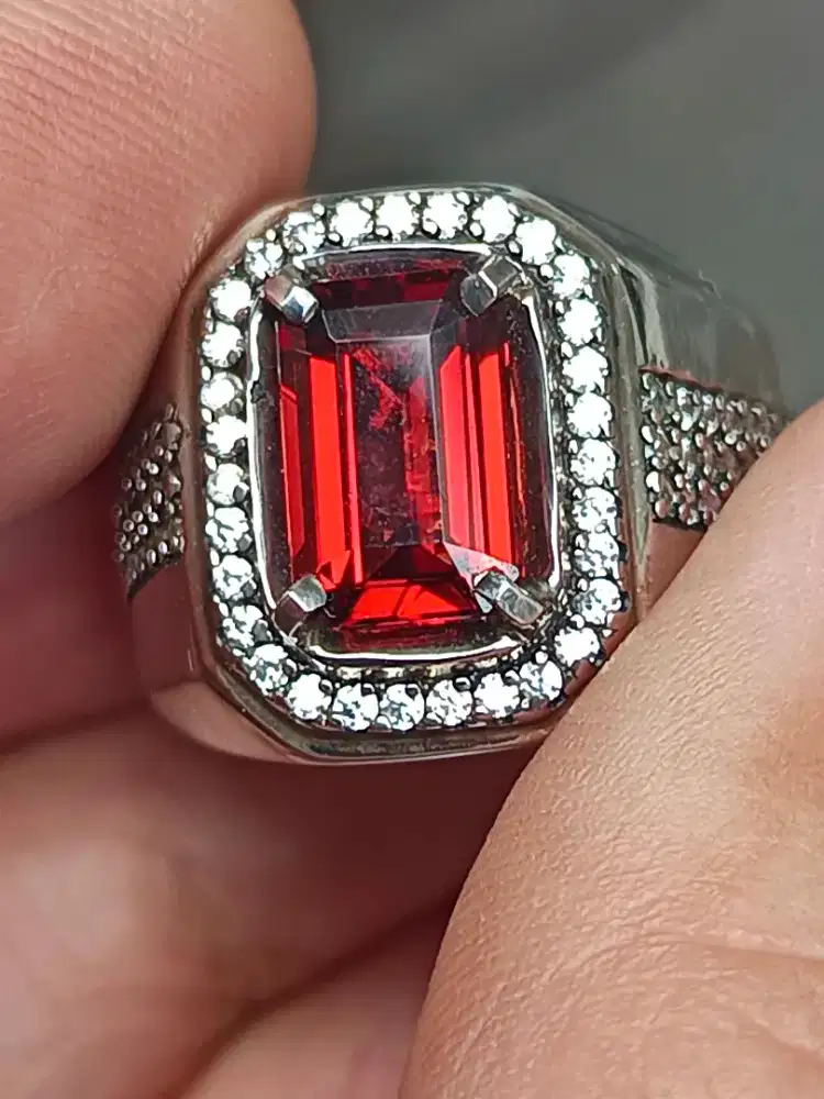 Cincin Batu garnet malaya 2.76 carat ring perak memo MRI top kristal