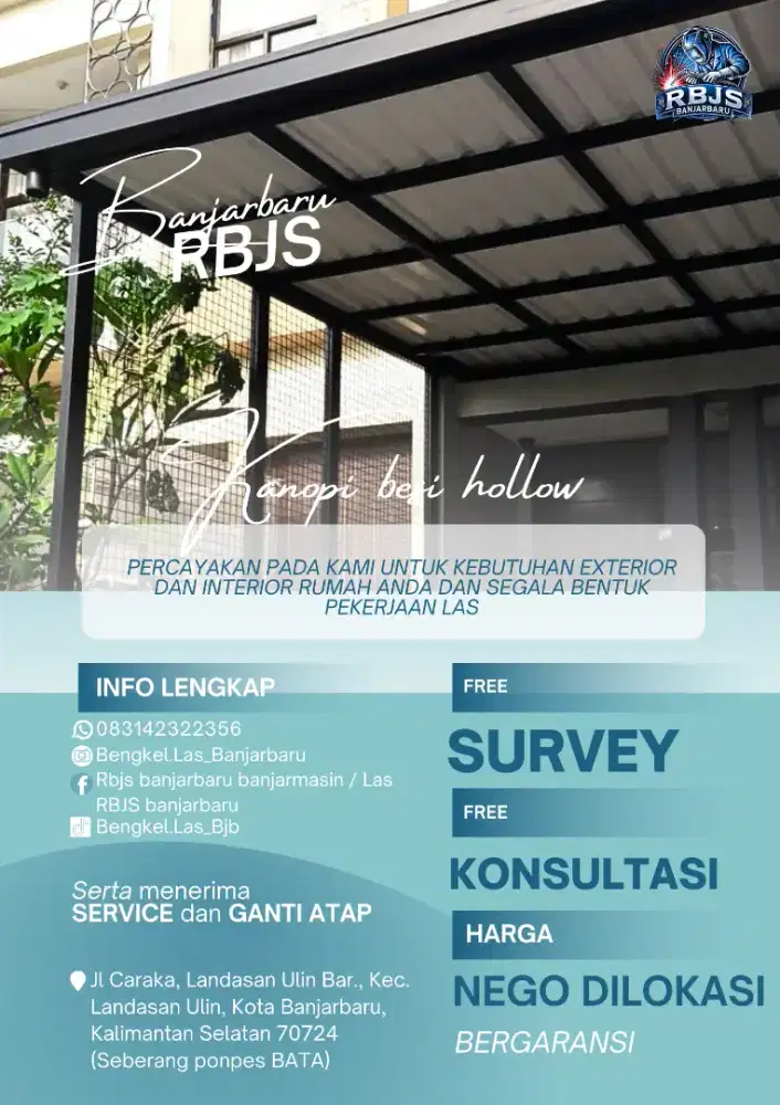 Kanopi Besi Hollow Elegan untuk Rumah & Ruko
