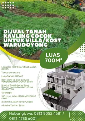 DIJUAL TANAH KAVLING COCOK UNTUK VILLA/KOST WARUDOYONG MEGAMENDUNG PUN
