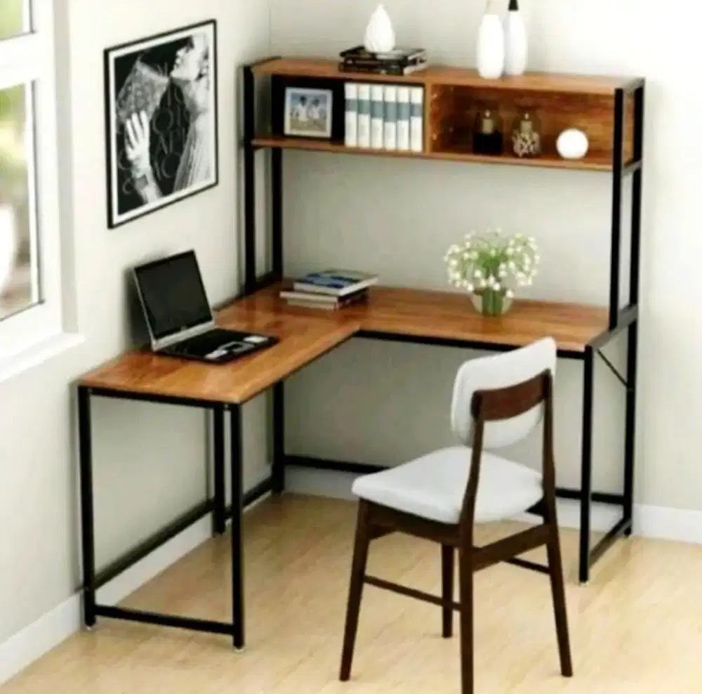 Furniture Bali Meja Rak Buku Simple/Meja Belajar Industrial Murah