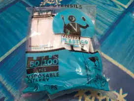 Sendok makan plastik putih isi 100 pcs