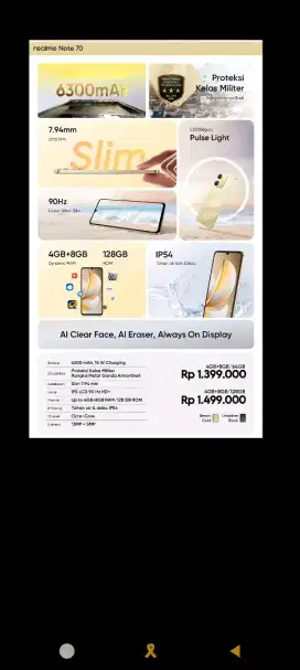 realme note 70 6300 mah