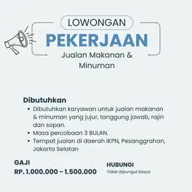 Loker Jualan Makanan & Minuman