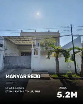 Rumah Manyar Rejo STRATEGIS, CARPORT 2 MOBIL, row 3 mobil