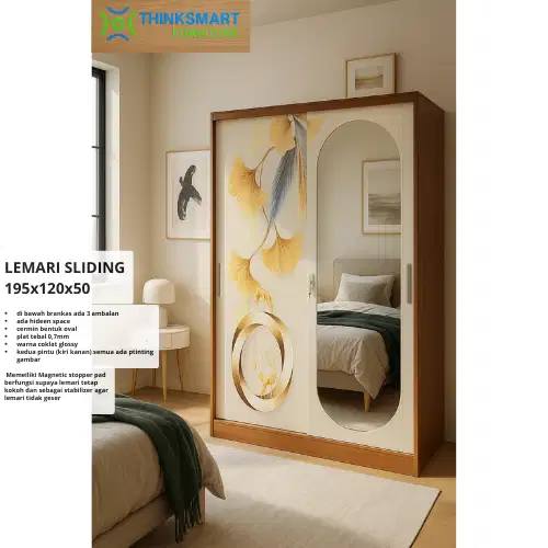 Lemari Pakaian Besi Minimalis Baju Besi Sliding  2 Pintu 120 90 cm