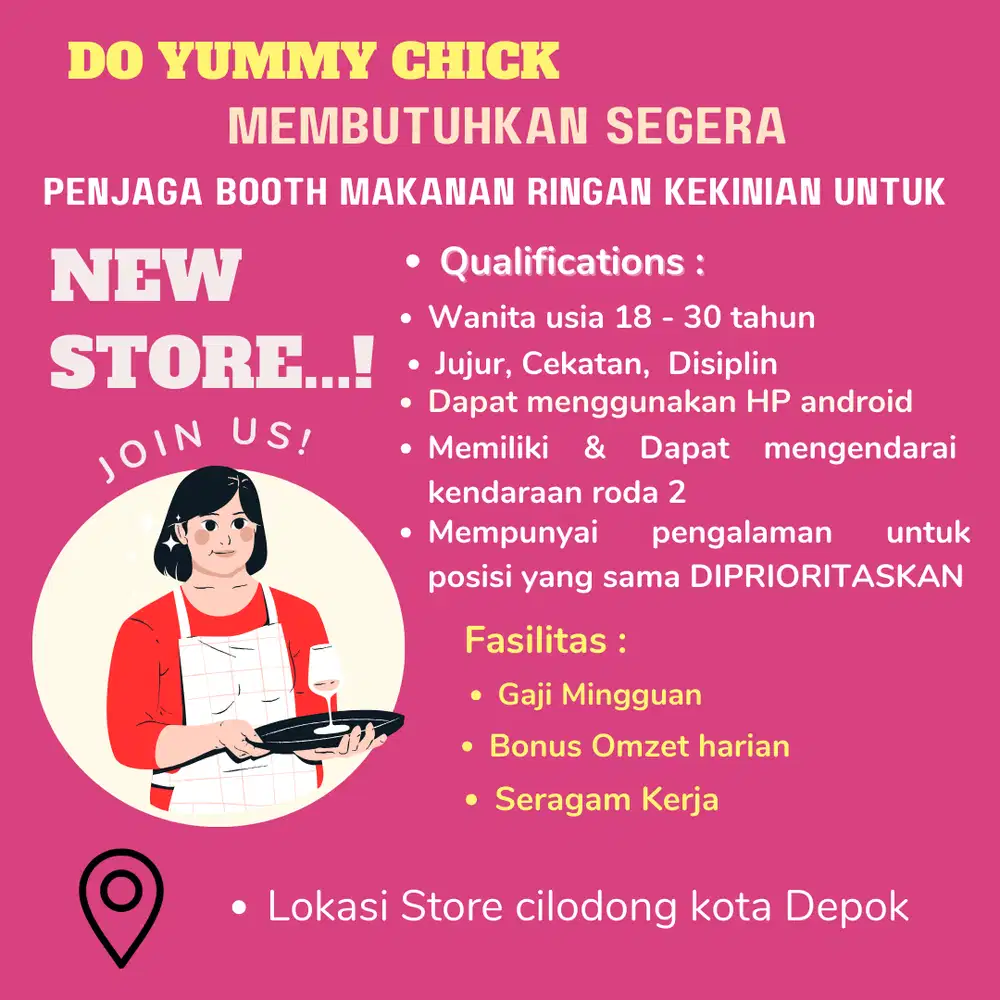 Lowongan kerja Penjaga Booth Makanan kekinian