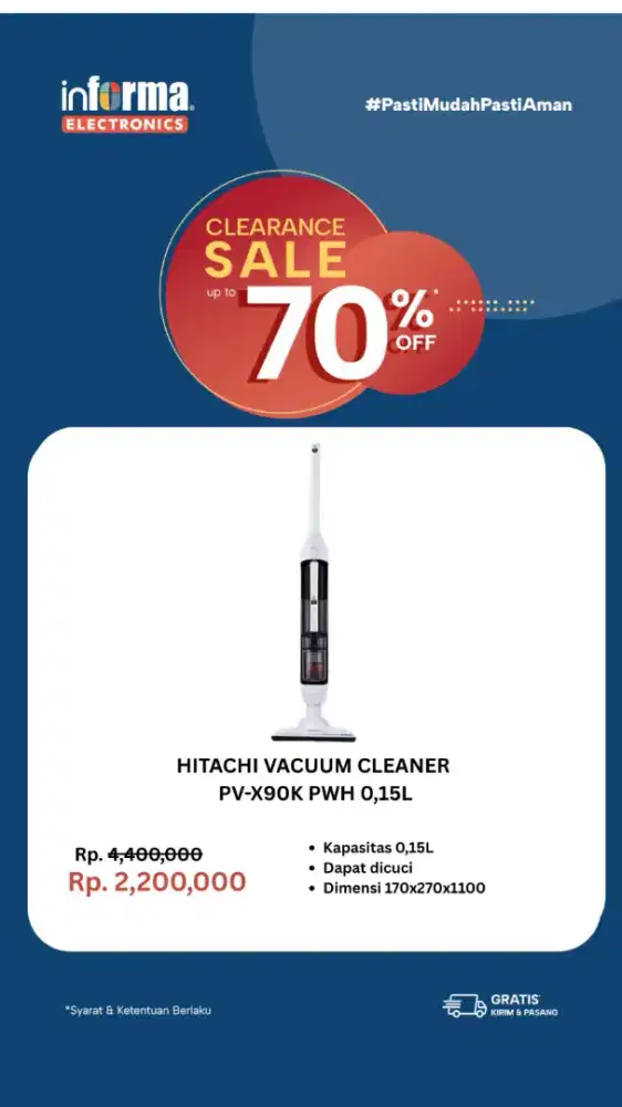 HITACHI VACCUM CLEANER PV-X90K PWH 0,15L