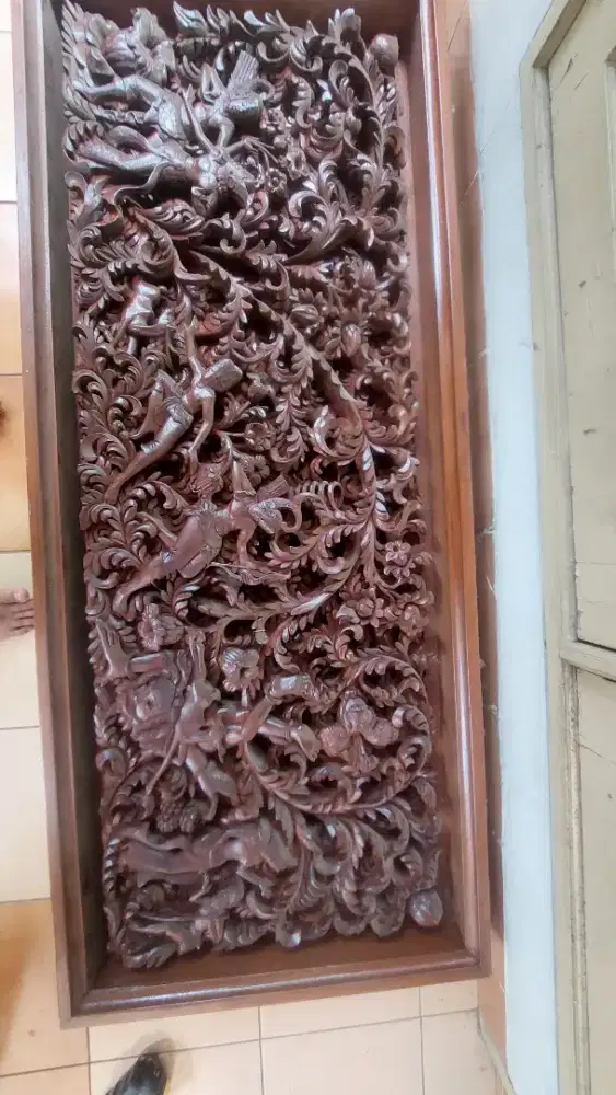 Ukiran kayu jati Rama shinta