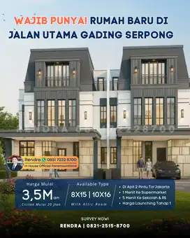 Rumah Altadena 8x15 2 Lantai Baru Di Gading Serpong