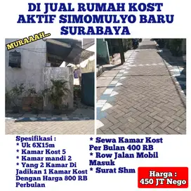 Jual Rumah Kost Aktif Simomulyo Baru Sukomanunggal Surabaya Strategis