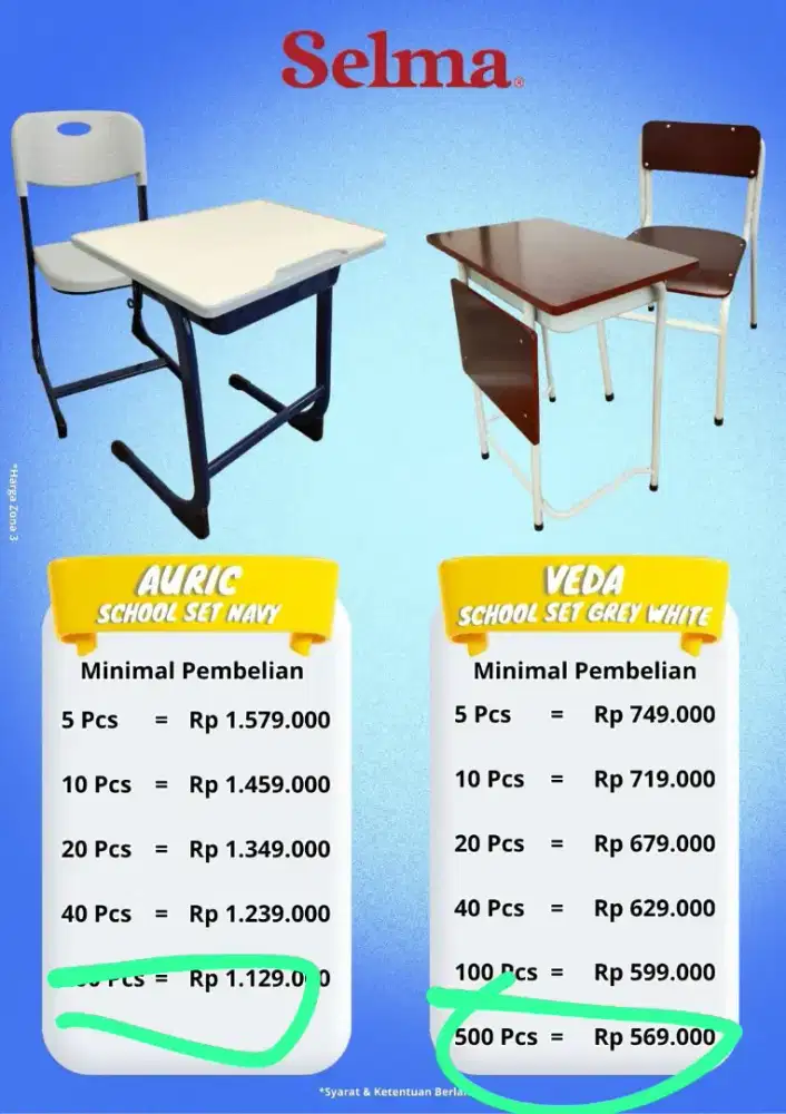 Meja belajar Seat Selma