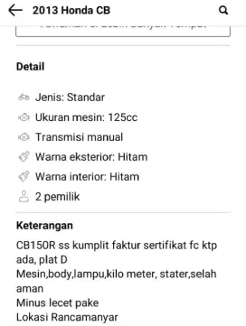 Jual motor CB150R tahun 2013