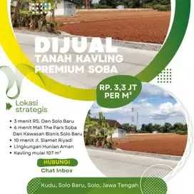 Tanah Kavling Premium di Kawasan Bisnis Solo Baru, 3mnit RS OEN Soba