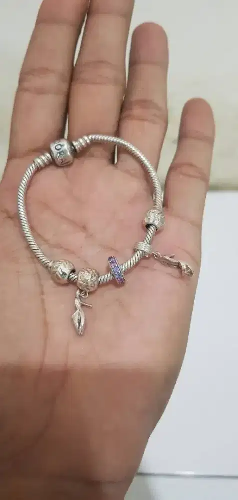 Gelang PANDORA Ale 925 Sterling Silver With 5 Beautiful Charm ORIGINAL