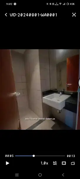 disewakan apartemen studio furnished bisa per 3 bulanan