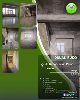 Dijual Ruko Daerah Jalan Durian Dekat Pasar Palapa!