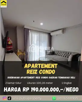APARTEMENT REIZ CONDO DENGAN 2 KAMAR TIDUR DAN PERABOT LUX