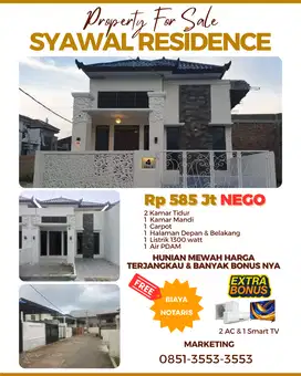 Rumah Mewah Baru Harga Terjangkau Banyak Bonusnya di Syawal Residence