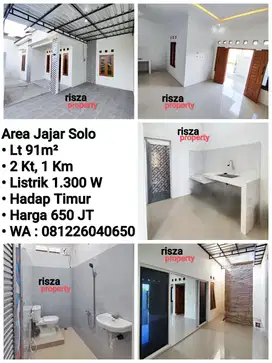 Jual Rumah Baru Area Dekat Manahan Solo, Hadap Timur