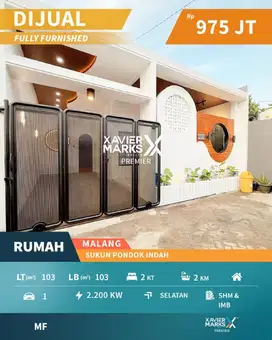 Rumah Baru Full Furnish + Elektronik Baru, Di Perum.Sukun Pondok Indah