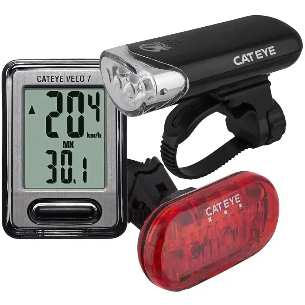 Cat eye Velo 7 Go Kit ,speedometer,senter depan,lampu belakang