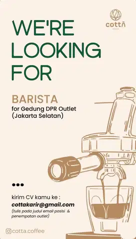 BARISTA PART TIME/FULL TIME