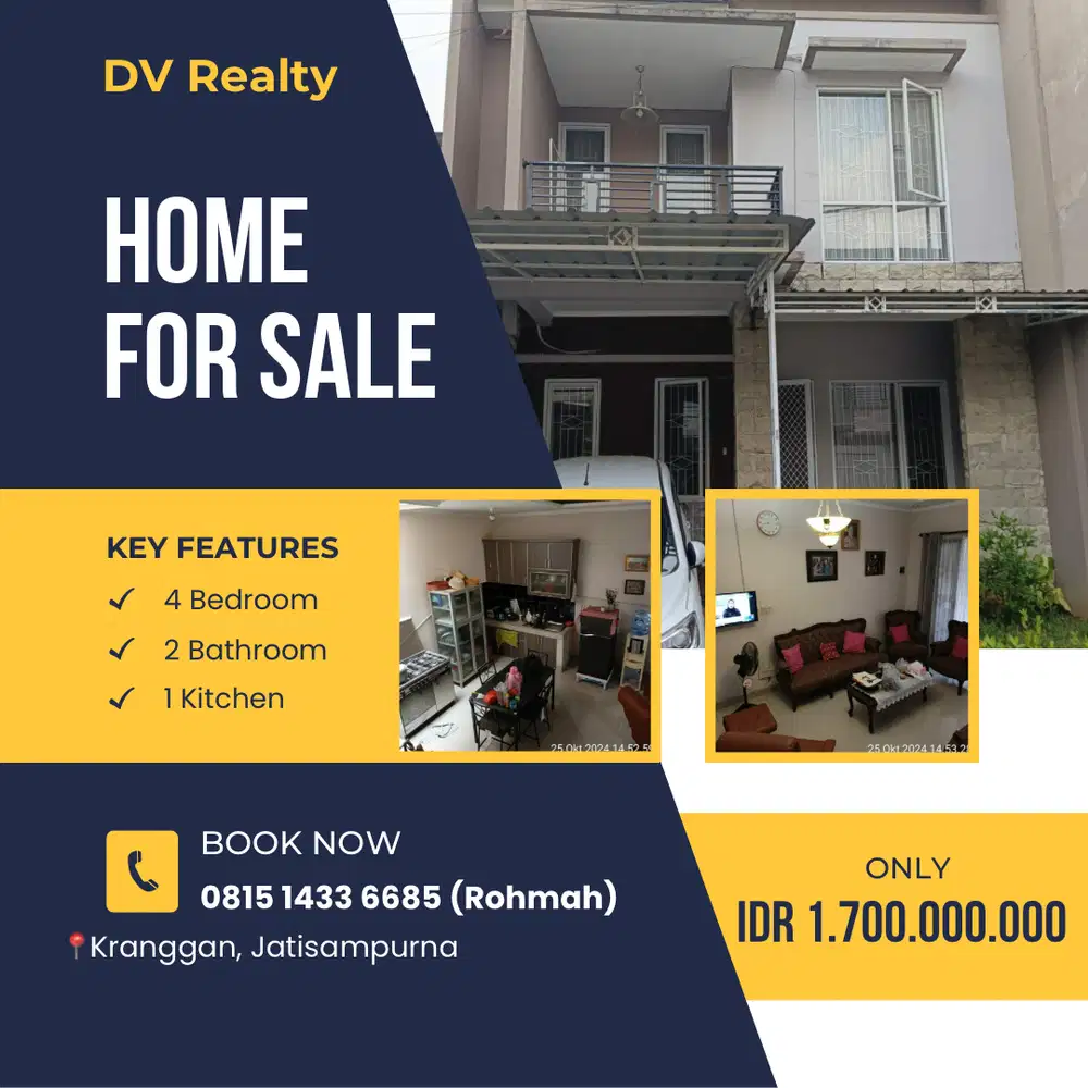 (DVR010) Dijual Rumah Baru dalam cluster di kranggan cibubur