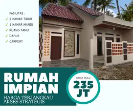 RUMAH CANTIK 2 KAMAR AKSES STRATEGIS DEKAT JALAN UTAMA HANYA 235 JUTA