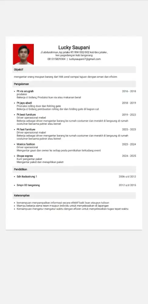 Mencari lowongan supir pribadi atau barang