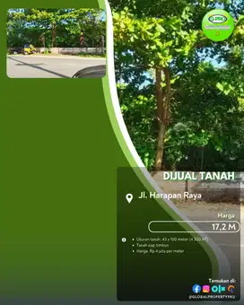 Dijual Tanah Daerah Harapan Raya Tengah Kota Pekanbaru!