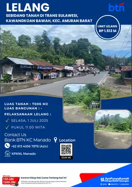 Dijual sebidang tanah di Jl. Trans Sulawesi, Minahasa Selatan