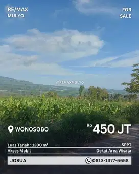Dijual Tanah Area Wisata Wonosobo, Seluas 1200m2