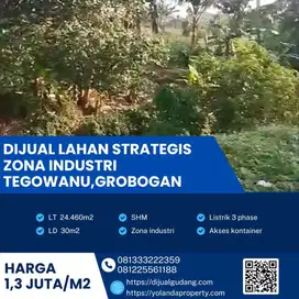 Dijual Lahan Strategis,Industri Lokasi Tegowanu,Grobogan Luas 24460m2