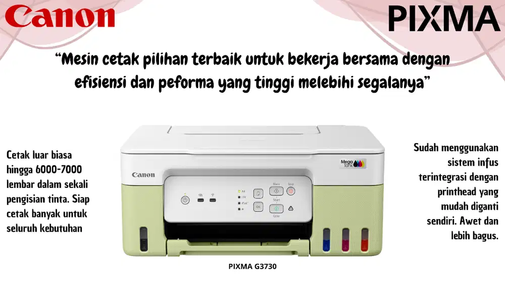 Printer Canon PIXMA G3730 Cetak Pindai Salin WiFI Print Scan Copy WiFi
