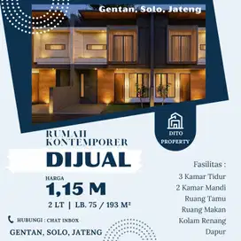 Rumah Sultan 2Lt Gaya Kontemporer di Solo Barat, 5 menit ke Mall Luwes