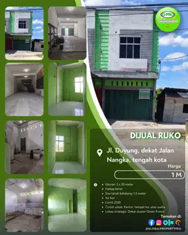 Dijual Ruko Di Tengah Kota Daerah Duyung Dekat Jalan Nangka!