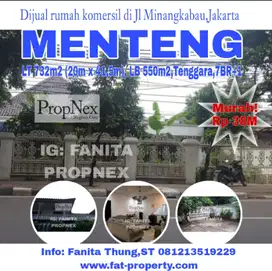 Dijual rumah komersil pinggir jalan di Jl Minangkabauu,Menteng,Jakarta