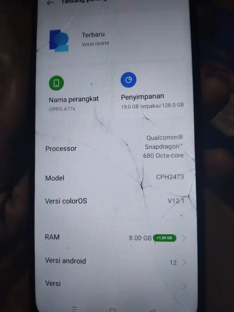 Oppo a77s ram 8/128 snapdragon