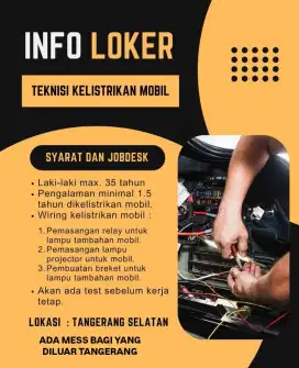 LOWONGAN KERJA MEKANIK KELISTRIKAN MOBIL DI TANGERANG