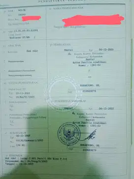 Jual tanah pekarangan  bonus material dan listrik
