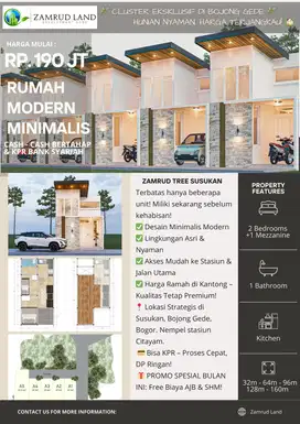 Rumah Modern Minimalis Hrg 190 Jutaan Nempel Stasiun Citayam