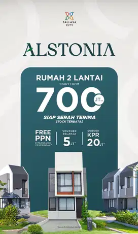 DIJUAL RUMAH MURAH 2 LANTAI DI CLUSTER ALSTONIA TALLASA CITY