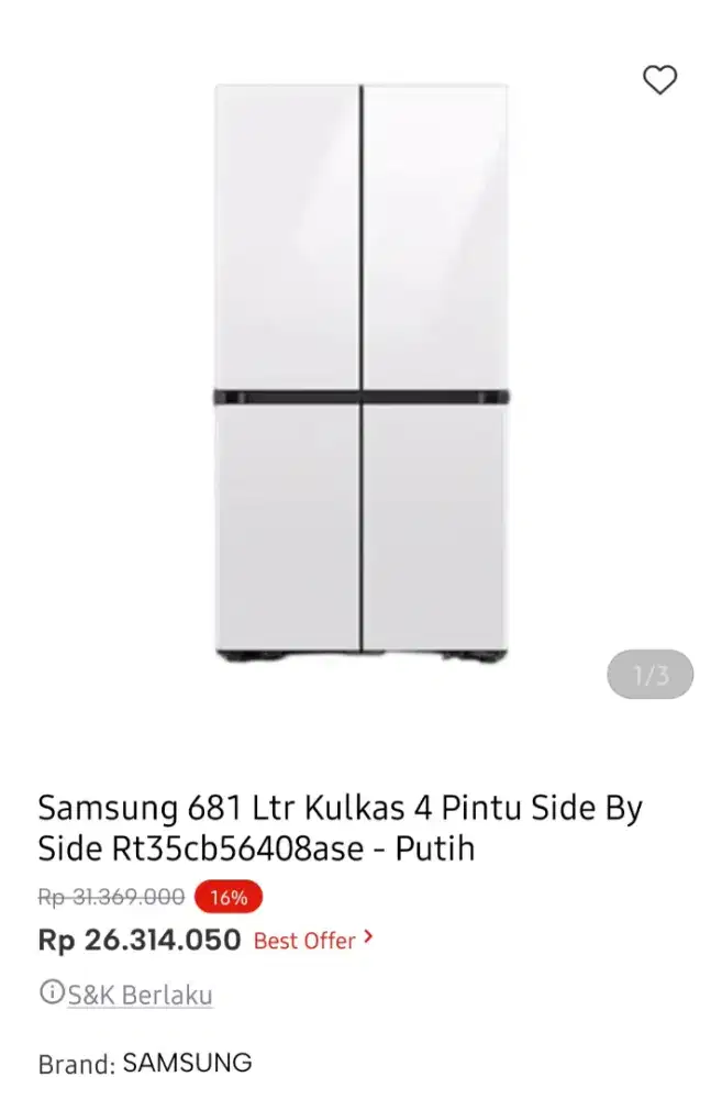 Samsung kulkas 4 pintu 681L