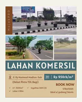 Lahan Komersil Dekat Pintu TOL Madiun, Pinggir Jalan Nasional