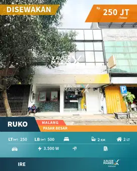 Disewakan Ruko 2 Lantai  Kawasan Bisnis di Pasar Besar Malang