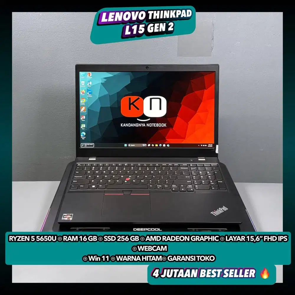 Lenovo Thinkpad L15 G2 Ryzen 5 5650U Ram16/256GB Layar Fhd Ips