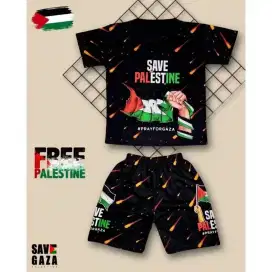 Baju setelan anak free palestine unisex anak cewek cowok
