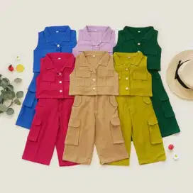 Gwen cargo set original little caim/setelan anak perempuan