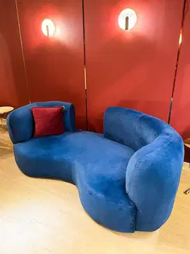 Sofa Madelyno 180cm Navy Blue Suede